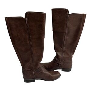 GBG Guess Womens Brown Flex Back Gold-Tone Harlea Riding Pair Boots 8 M Zipper